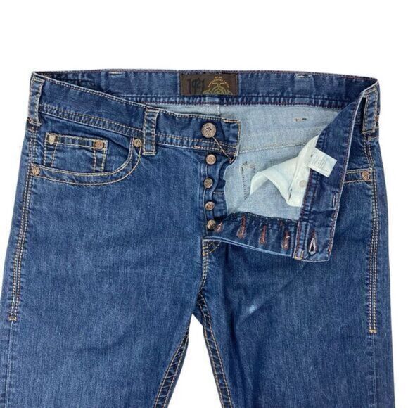 1921 Jeans Mens 38 x 34 Blue Stretch Slash Western Glove Work Slim Cowboy Denim - Picture 3 of 15